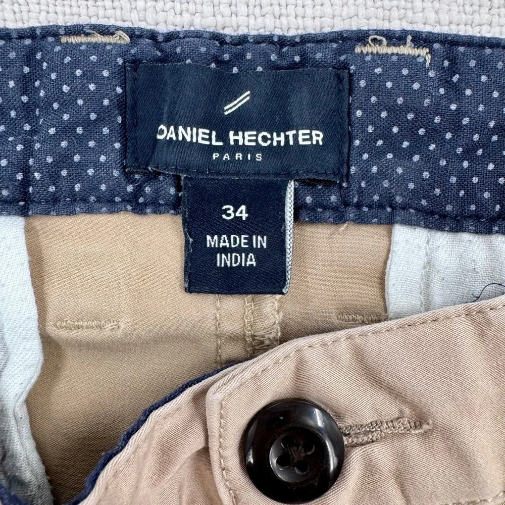 Daniel‎ Hechter Paris Mens 34 Khaki Chino Shorts Tan Cotton Lyocell Stretch
